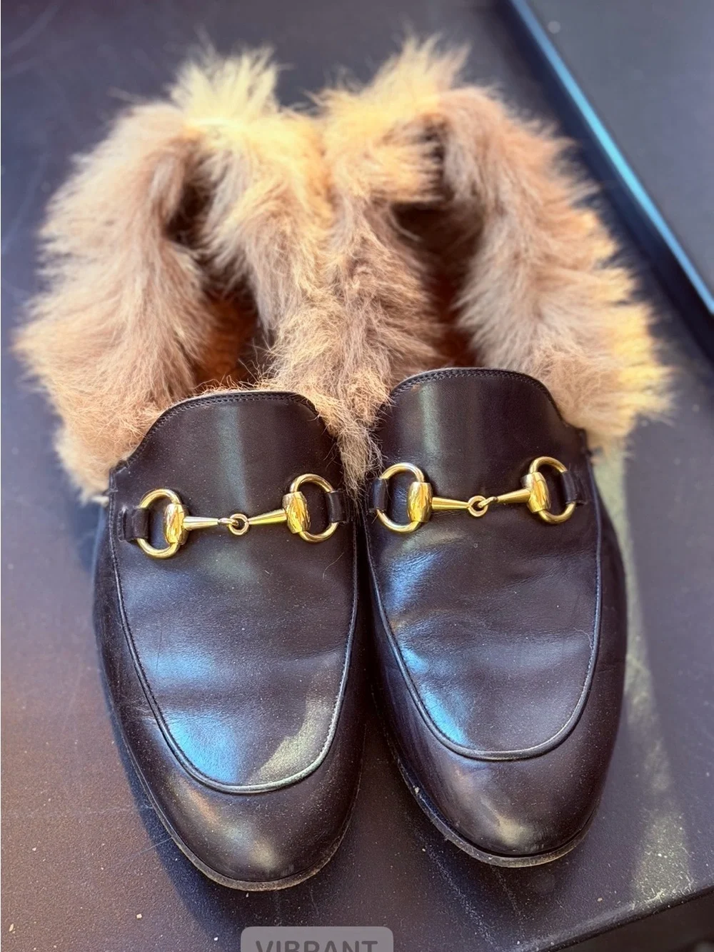 Gucci Black Leather Fur-Lined Princeton Loafers Sze 5.5 Men / Sze 9 Women